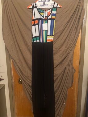 Calvin Klein Multicolor Geometric Tank Jumpsuit with Black Pants